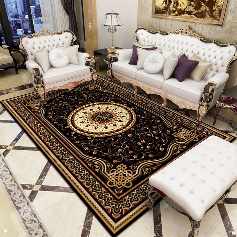 Aesthetic Shabby Chic Area Rug Traditional Floral Printed Rectangle Carpet Polyester Non-Slip Backing Rug for Home Decor