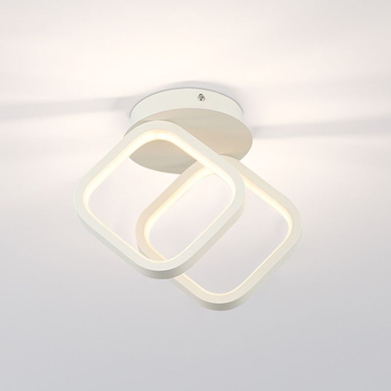 2-Lights Metal Semi Flush Mounted Ceiling Led Lights Modern Style Geometric Ceiling Flush