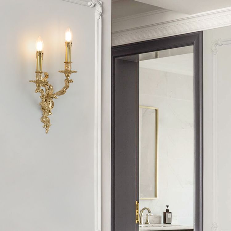 Vintage Vanity Lighting Brass Wall Light Fixture in Gold for Bathroom