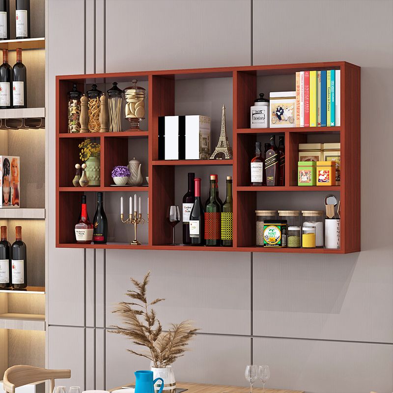 Contemporary Wall Unit Bookshelf Horizontal Manufactured Wood Bookcase