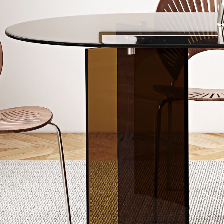 Mesa de comedor de vidrio templado de estilo contemporáneo Table de forma gratuita de base de pedestal