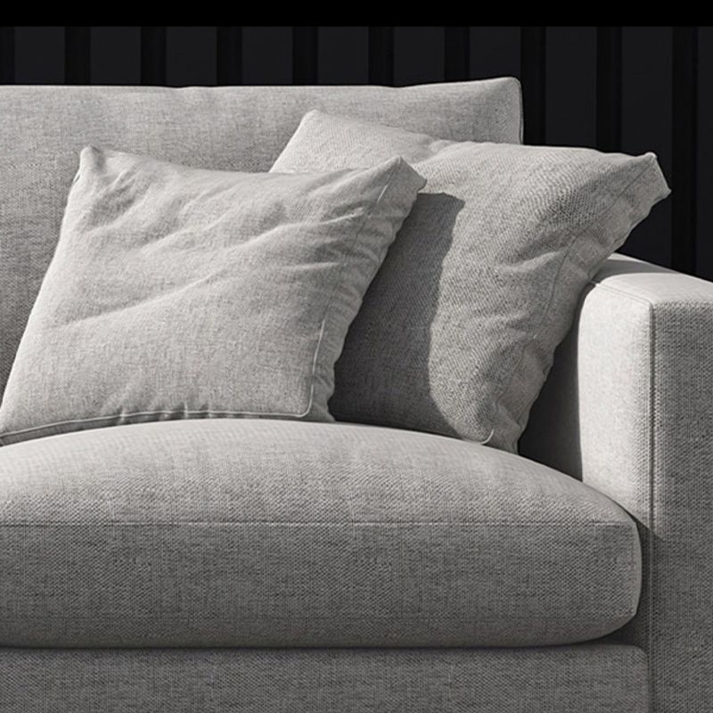 Square Armrest Latex/sponge Padded Fabric Design Wood Base Sofa