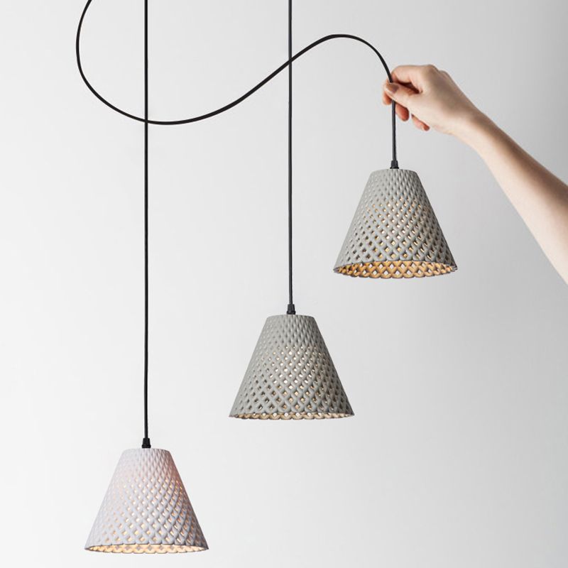 1 Licht ausgehöhlte Suspensionsbeleuchtung Nordisches Kunstzement-Anhänger Licht für Wohnzimmer