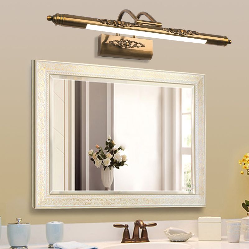 Luci da parete lineare Mid Century Metal 1 Light Sconce Light Aibrowture in oro