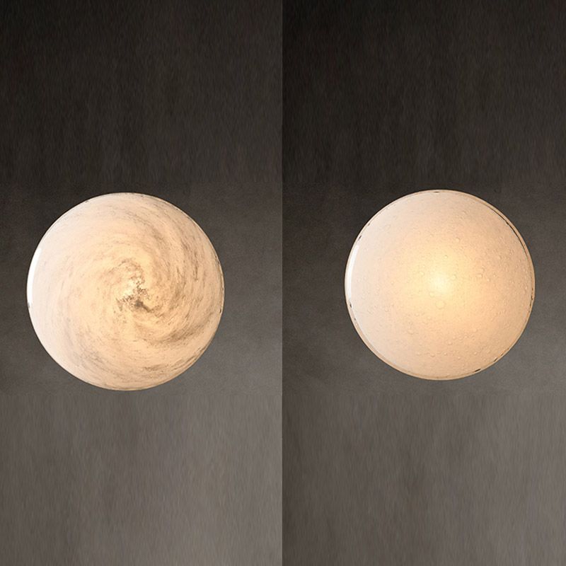 Contemporary Glass Wall Lighting 1-Light Circle Sconce Light for Bedroom