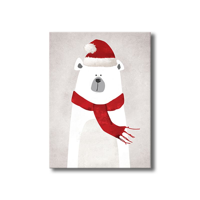 Grey Polar Bear Canvas Textured Children's Art Kids Bedroom Wall Decor, Multiple Sizes