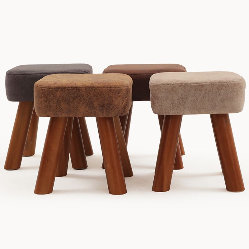 Stain Resistant Square Ottoman Solid Color Leather Standard for Living Room