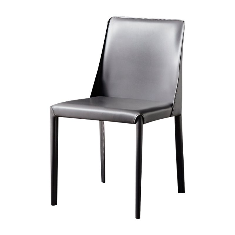 Solid Back Chair Contemporary Modern Leather Indoor-Outdoor Side Chair