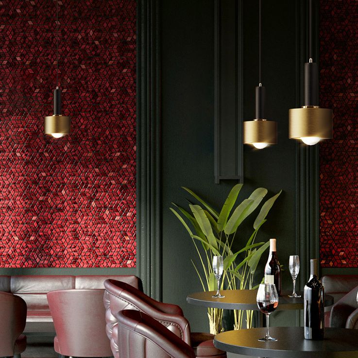 Contemporary Pendant Light Kit Gold Shaded Hanging Ceiling Light with Metal Shade