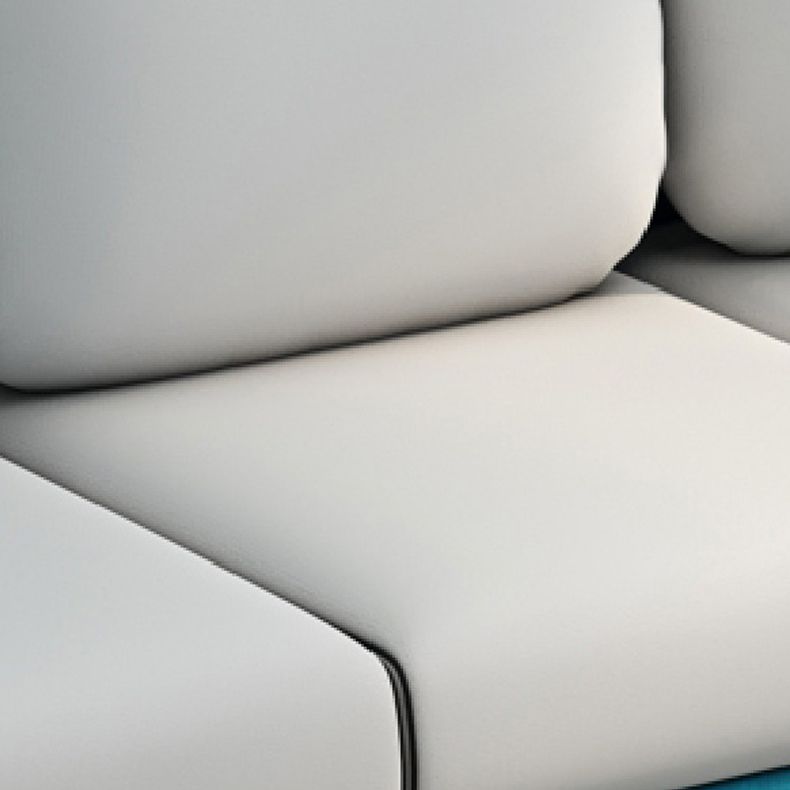 Square Arm Sofa 3 Seater Solid Color Sofa with Storage Side Bag