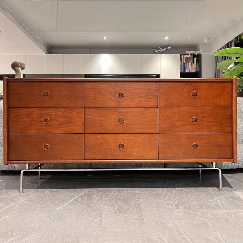 Mid-Century Modern Rectangle Accent Cabinet Solid Wood Storage Cabinet