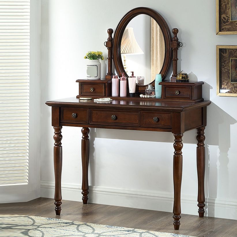 Traditional Rubberwood Bedroom Storage Box 3 Drawer Vanity Tables