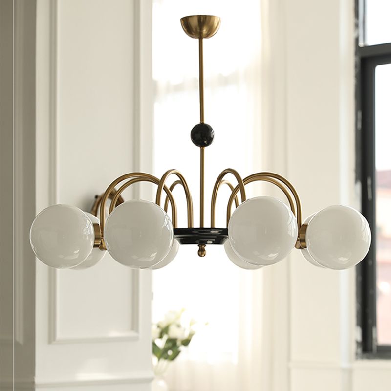 Luci a sospensione sferica Moderna luce a sospensione con soffitto in vetro bianco per camera da letto