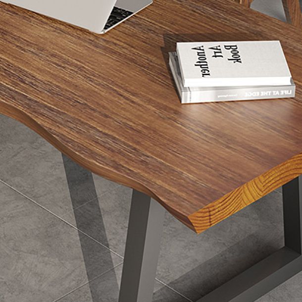 Industrial Rectangle Solid Wood Standard Height Table Double Pedestal Dining Table