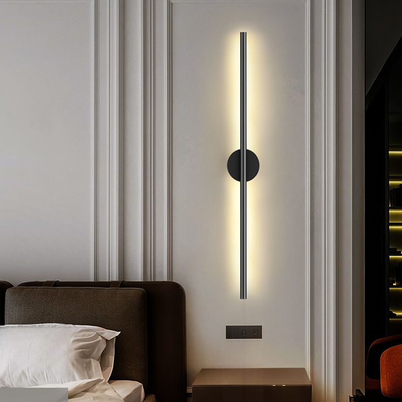 Metal Linear Wall Mounted Light Fixture Modern Minimalist Style Wall Light Sconces for Living Room