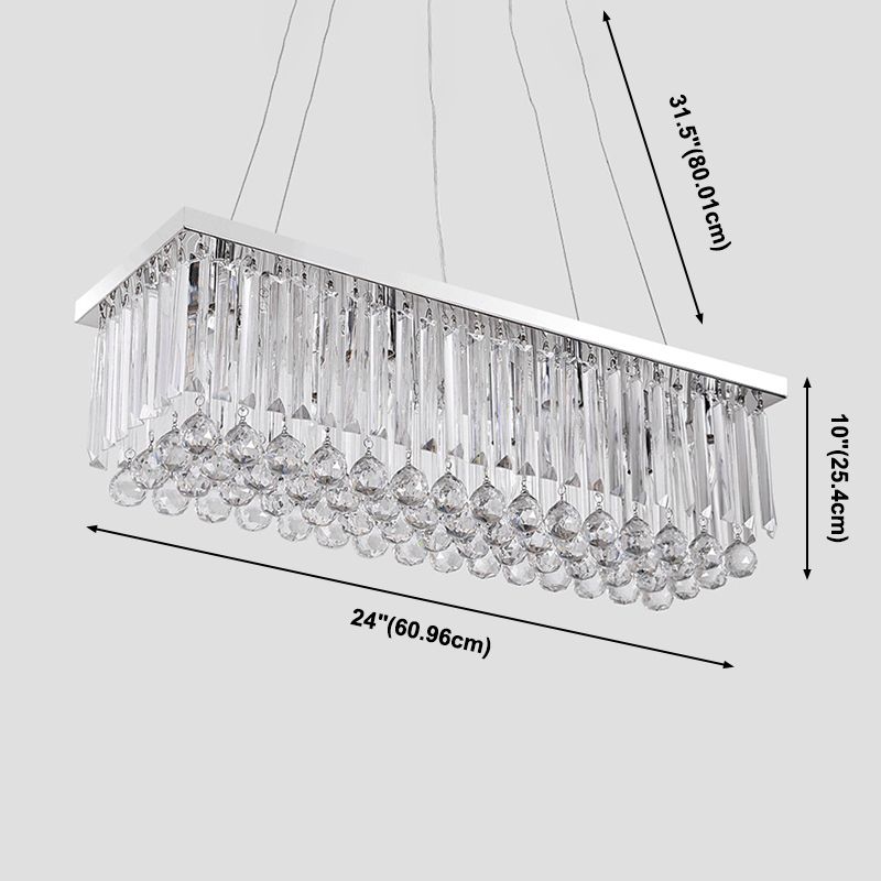 Modern Style Island Light Clear Crystal Chandelier Lamp for Living Room