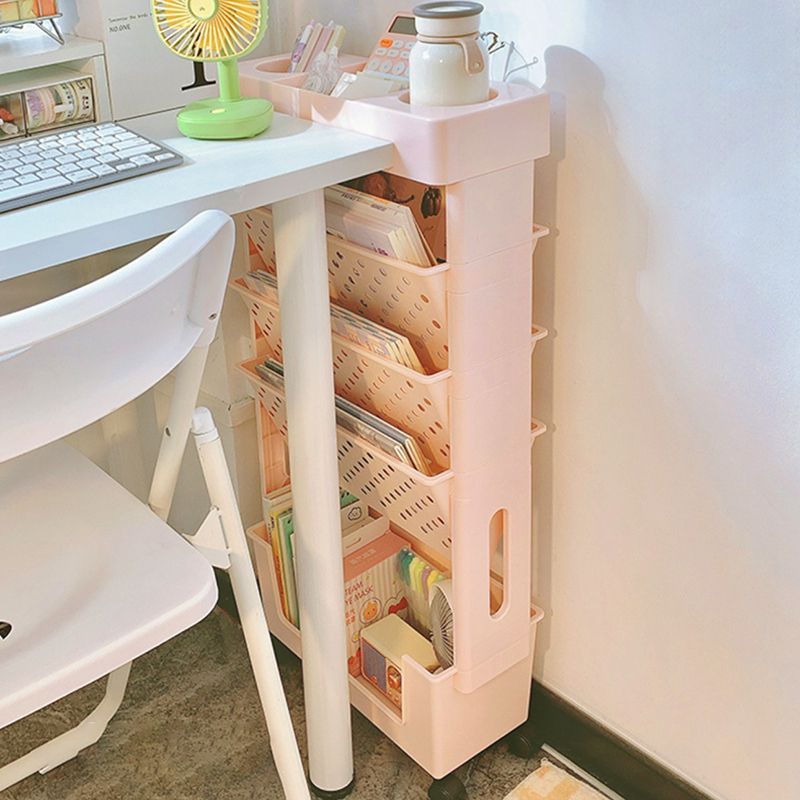 Urban 4-Tier Shelf Bookcase Plastic/Acrylic Bookshelf with Caster