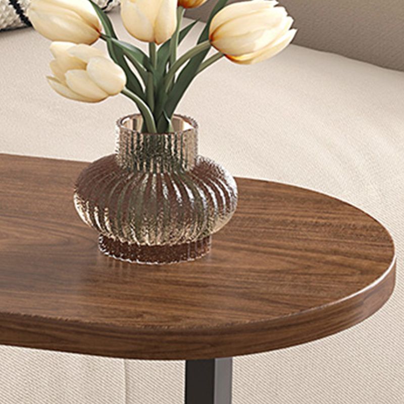 24.8" Tall C-shape End Table Wooden Accent Side Table for Living Room