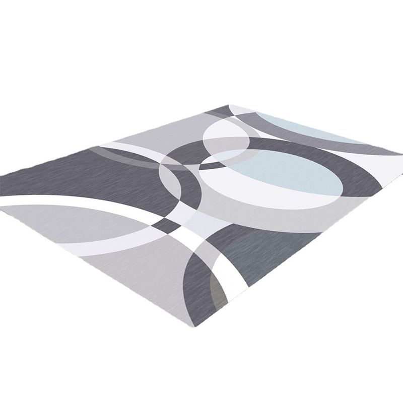 Red Modern Area Rug Polyester Ring Rug Non-Slip Backing Rug for Living Room