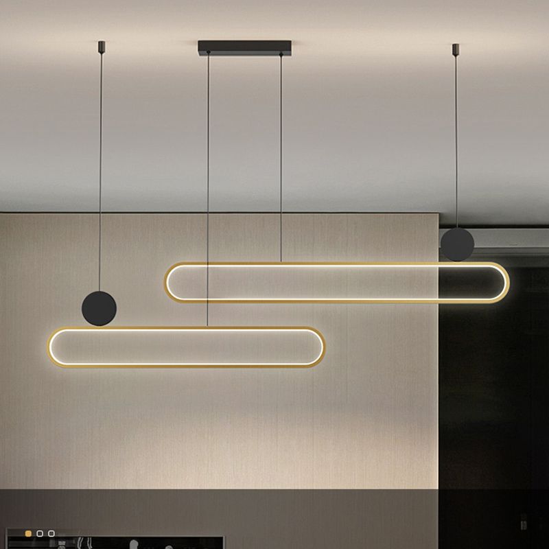 Contemporary Style Linear Shape Island Lights Metal Island Pendant Lights in Gold