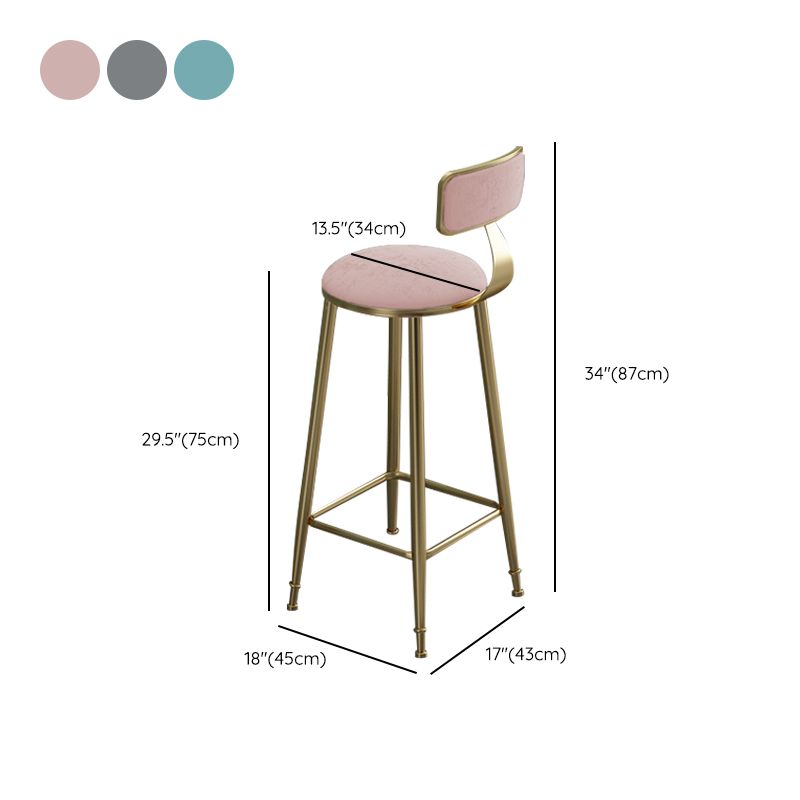 Contemporary Bar Stool Armless Backrest Dining Stool with Cushion