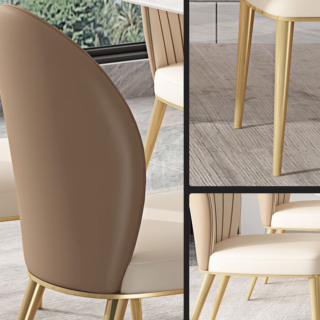 White Stone Dining Table Household Small Apartment Dining Furniture with Pedestal Base