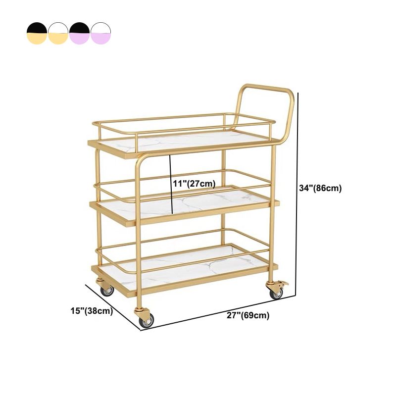 33.86" High Modern Style Prep Table Rolling Metal Prep Table for Home