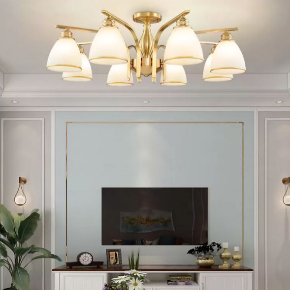 Accesorio montado en el techo de cristal mate del ópalo de la iluminación semi empotrada moderna de la sala de estar