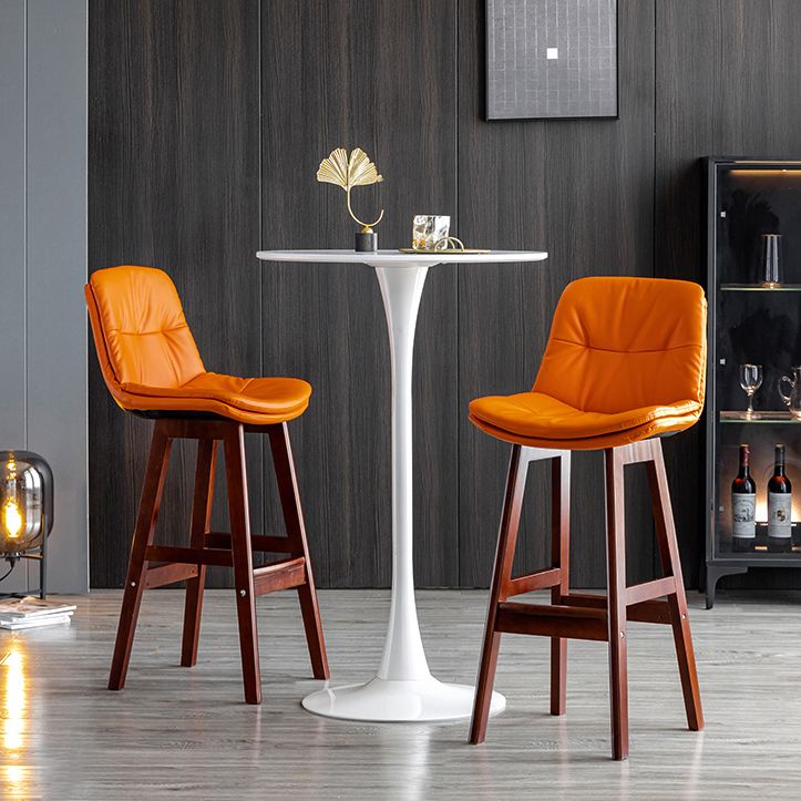 Modern Armless Backrest Counter Stool Wood Milk Tea Shop Bar Stool with Leather Cushion