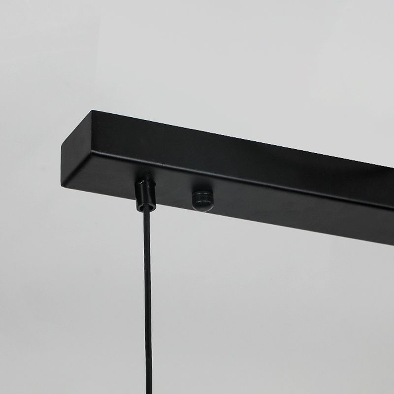 Modern LED Island Lamp Strip Shape Island Hanging Lamp with Wood for Dining Room