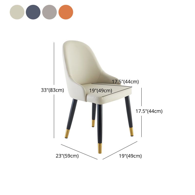 Glam Wood Dining Armless Chair Faux Leather Dining Chairs for Restaurant Use