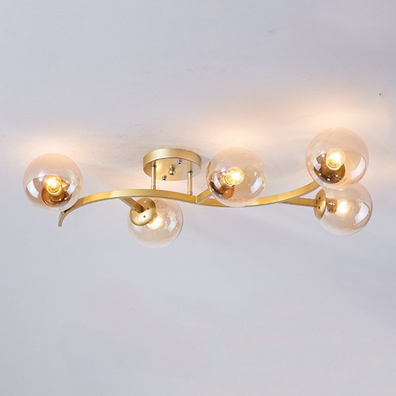 Contemporary Sphere Flush Light Fixture Glass Flush Mount Ceiling Light