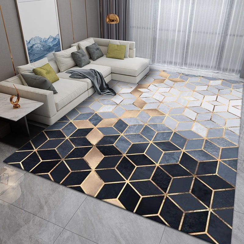 Grey Modern Carpet Polyester Striped Carpet Non-Slip Backing Carpet for Living Room