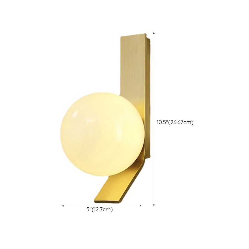 Gold Modern Metal Wall Sconce Ball Shape Wall Light with Glass Shade for Bedroom