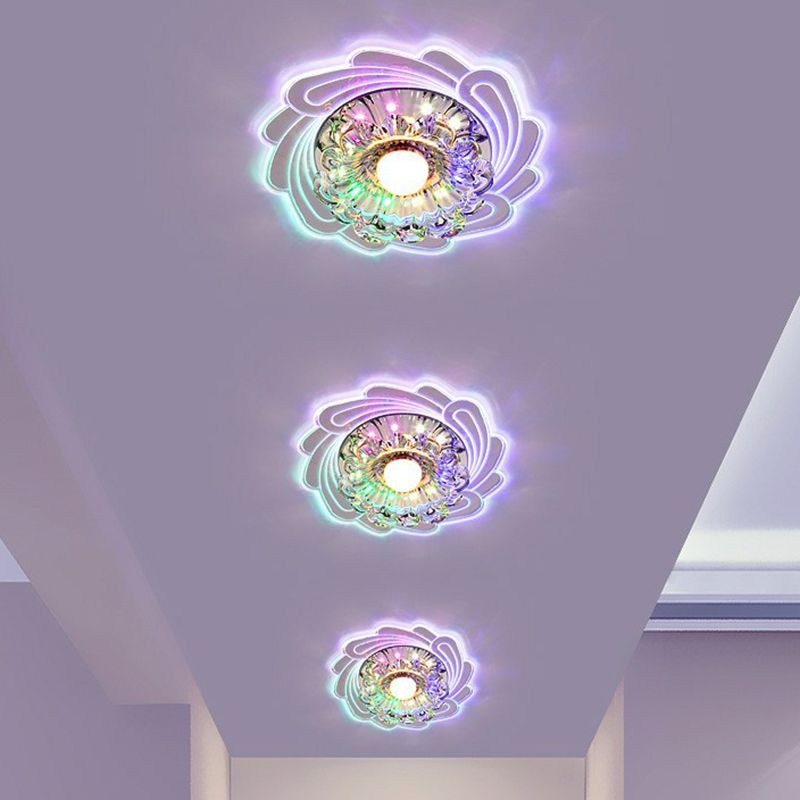 Crystal Flower encastré luminaire le plus minimaliste transparent LED couloir plafonnier fixations