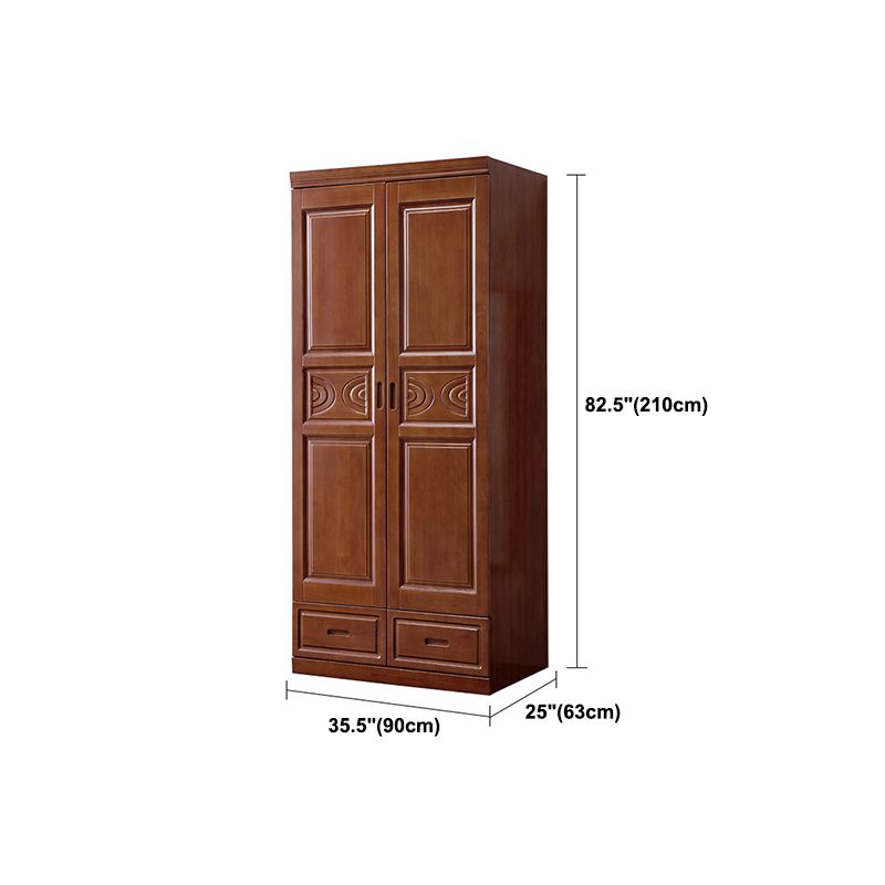 Traditional Wardrobe Armoire Solid Wood Wardrobe Closet with Shelves