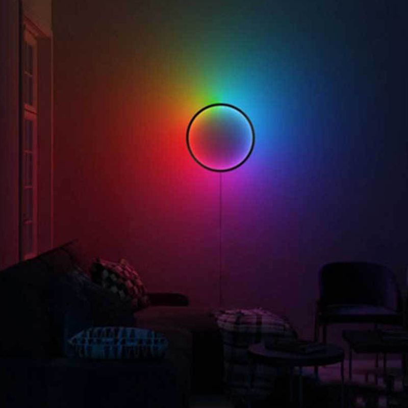 Hedendaags minimalisme Ronde Led Wall Lamp RGB Ambiance Decoratief wandgemonteerd licht in zwart