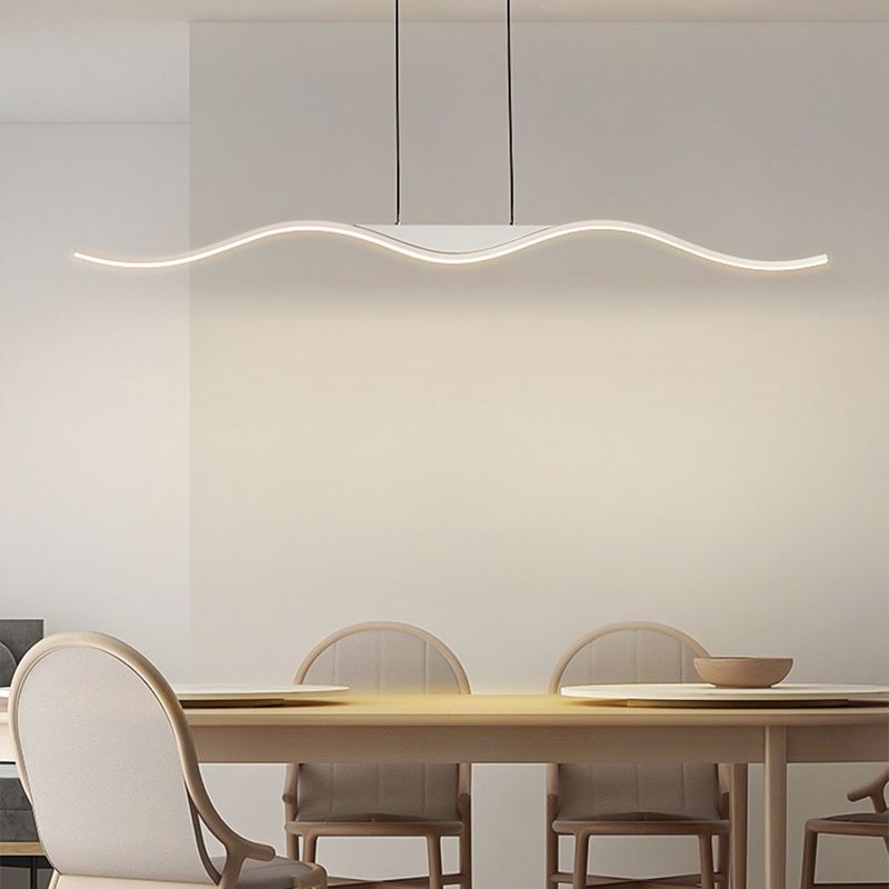 White Linear Kitchen Island Lighting Metal Square Ceiling Light for Living Room