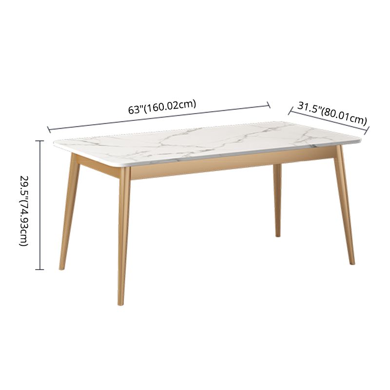 Modern Style Sintered Stone Standard Dining Set White Kitchen Dining Set with 4 Legs Base