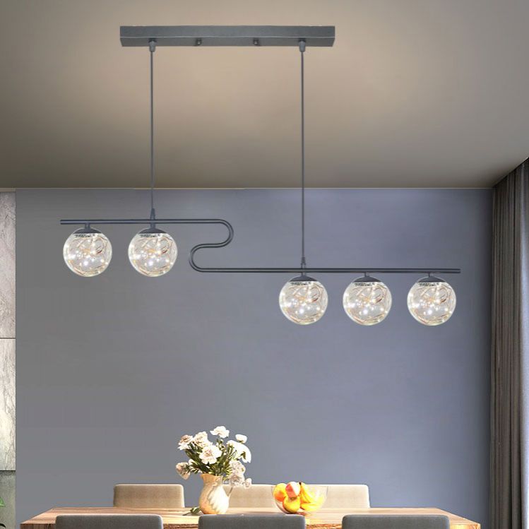 Modern LED Hanging Light Glass Round Island Light Fixture for Kitchen