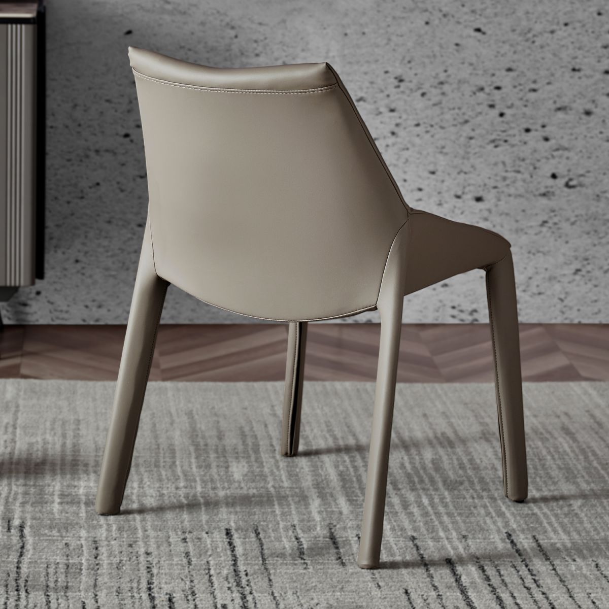 Modern Gray Dining Side Chair Faux Leather Armless Dining Chairs