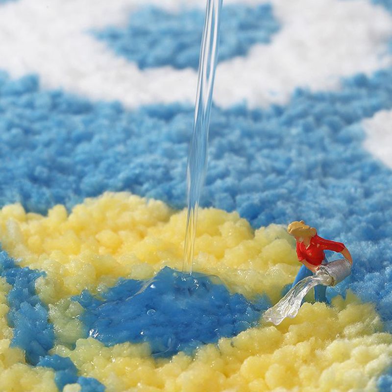 Brown Modern Rug Polyester Contrast Color Rug Non-Slip Backing Rug for Home Decor