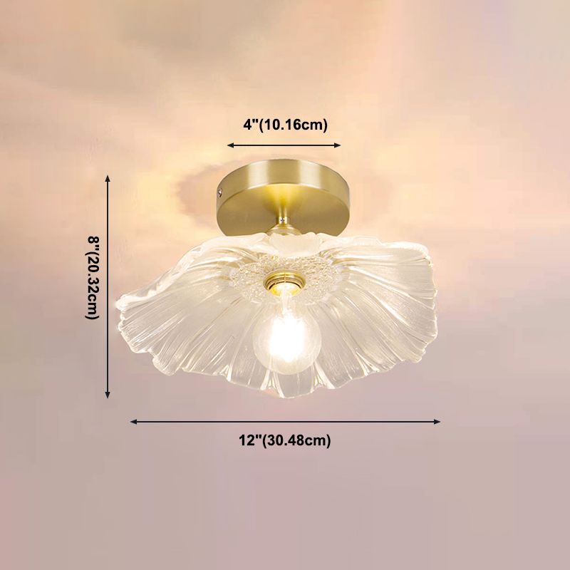 Lámpara de techo de pasillo de vidrio estilo simplicidad con montaje empotrado de flores en dorado