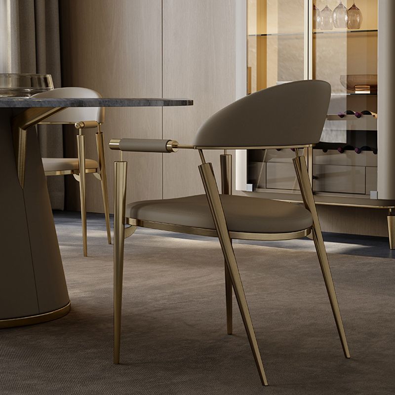 Glam Style Arm Chair Metal Open Back Dining Room Chair for Kitchen