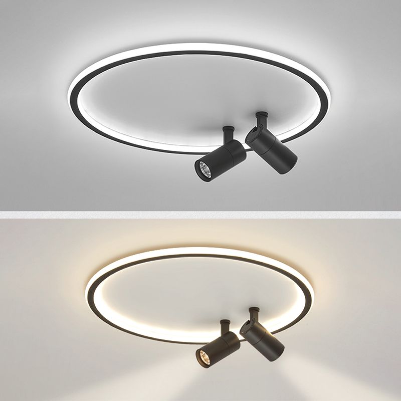 Plafonnier LED moderne en aluminium à montage encastré circulaire à angle réglable avec 2 spots