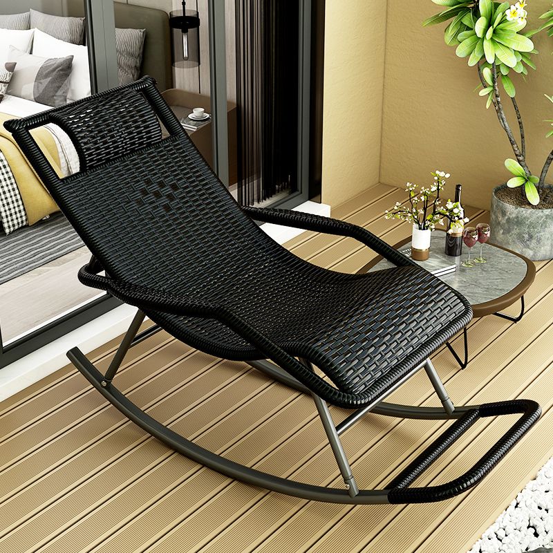 Modern Rocker Wicker Woven Rope Reclining Rocking Accent Chair