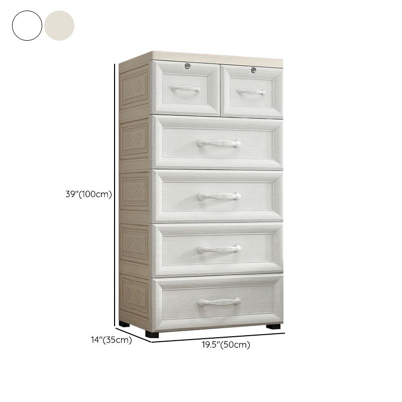 Contemporary Wardrobe Armoire with Drawer Plastic Non-Hanging Armoire