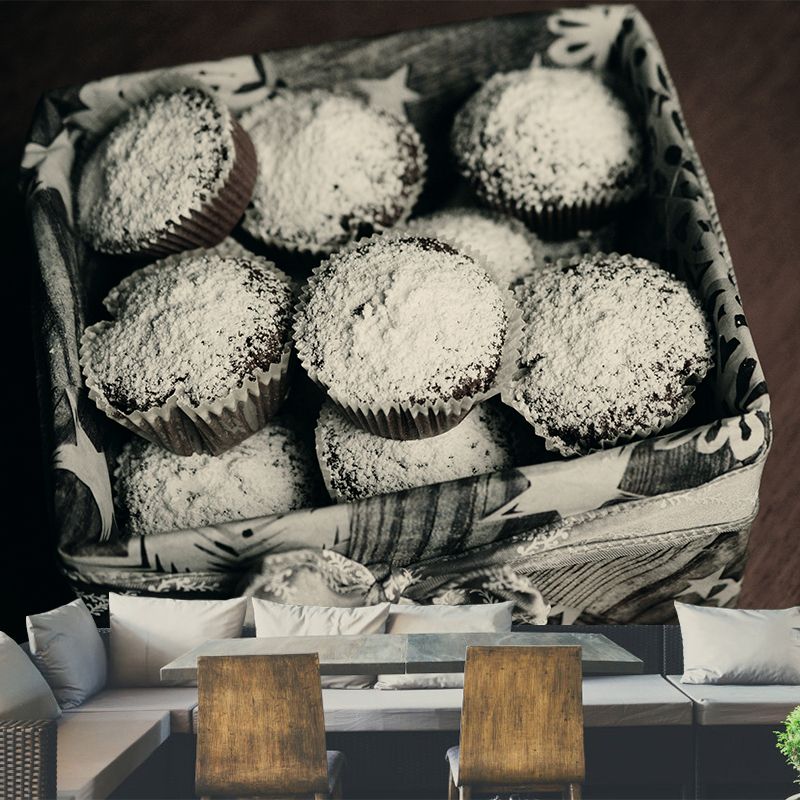 Muffins Cake Mural Wallpaper Washable Wall Decoration for Dessert Shop
