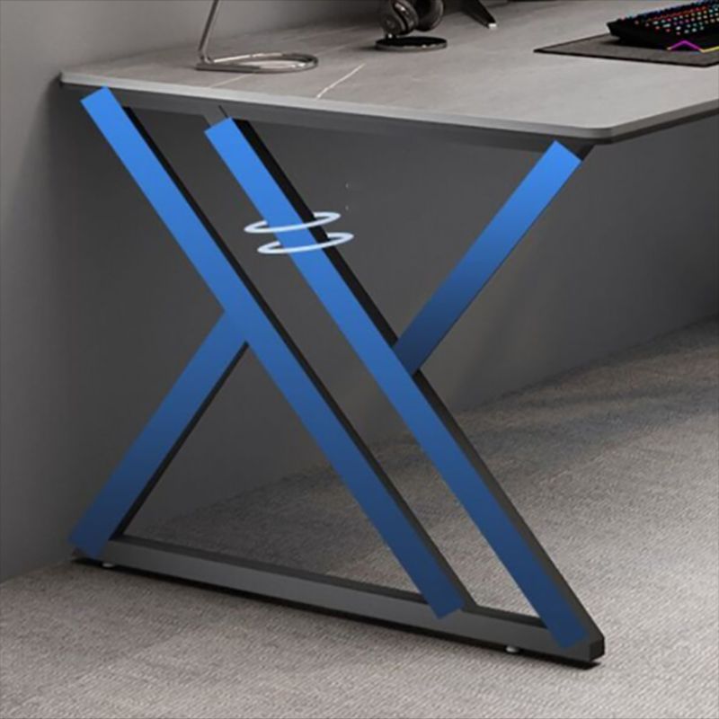 Modern Stone Gaming Desk Sled Base 29.53" Tall Computer Desk