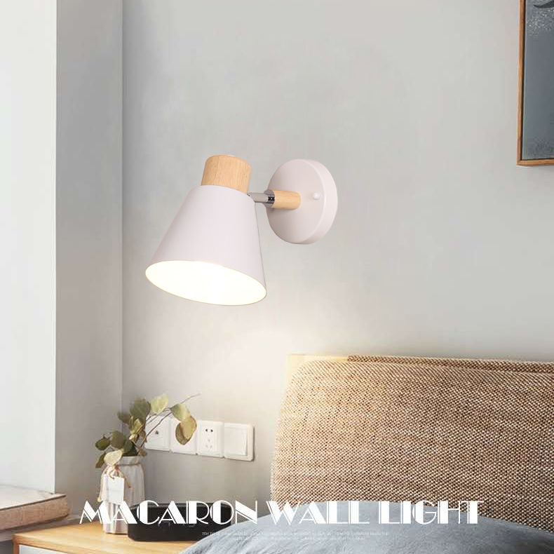 Cone-Shaped Wall Mount Lighting Nordic Style Metal Sconce Light Fixture for Bedroom